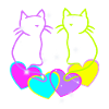 Retro Heart Cats Valentine Hearts