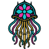 Neon jellyfish in mandala style