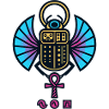 Winged Neon Scarab with Ankh