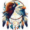 Falcon and Ethereal Buffalo Mandala