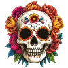 Skull la Catrina with flowers