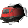 Locomotive 1216 breaks through paper