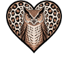 Owl heart with leopard print