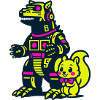 Mecha Drache mit Eichhörnchen