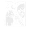 Celestial Cat and Skeleton Night Art
