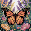 Vibrant Monarch Butterfly Amidlavender Blooms
