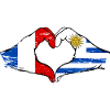 France Uruguay Flag Hands Heart Shape Used