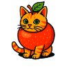 Cute Cat in Apple Costume, Teacher 