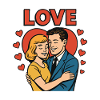 Liebe Paar Herz Retro Design