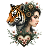 Femme mystique avec tigre et engrenages