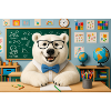 Cute Bear Scientist with Glasses