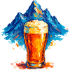 Mountain scenery with beer glass