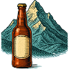 Abstract mountain landscape with bottle