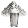 Bergblick mit Bierglas
