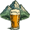 Bierglas mit Bergsilhouette