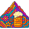 Lebendige Berglandschaft mit Bierglas