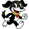 Playful dog with heart motif