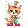 Cheerful Clown Kitten Instant Print