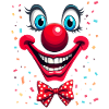 Buntes Clownsgesicht mit Fliege