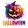 Bunter Halloween Kürbis mit Splash-Effekt
