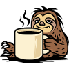 Gemütliches Faultier chillt mit Kaffeetasse