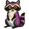 Whimsical Purple Raccoon Cartoon Design