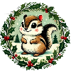 Festive Squirrel with Holly Wreath