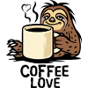 Sloth Coffee Love Cartoon