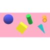 Vibrant Geometric Shapes on Pastel Background