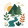 Gelassener Wald Berg Szenendesign