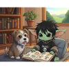 Cute fantasy book friend with dog