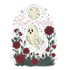 Spirit and flowers under the moon