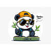 Panda DJ mit Bambusstäben