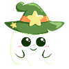 Cute ghost for Halloween dressed as a witch