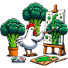 Chicken Paints Broccoli Masterpiece