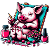 Piggy Pedicure with Berry Red Polish