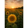 Sunflower fields at sunset