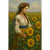 Schöne Frau im Sonnenblumenfeld