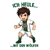 Fighting boy with wolf motif