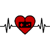 Gamer heart and pixelated love