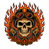 Crâne Moto Fire & Flames Design