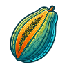 Dreiteilige bunte Papaya-Illustration