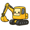 Cute excavator with googly eyes