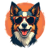 Lächelnder Hund im Retrodesign