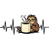 Cozy sloth with coffee cup