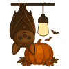 Cute bat with pumpkin
