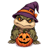 Cute Halloween goblin with pumpkin