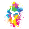 Akrobatiek mit Farbexplosion