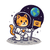 Space Cat Moon Landing – Kawaii Shirt