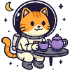 Space Cat Tea Time – Kawaii Astronaut